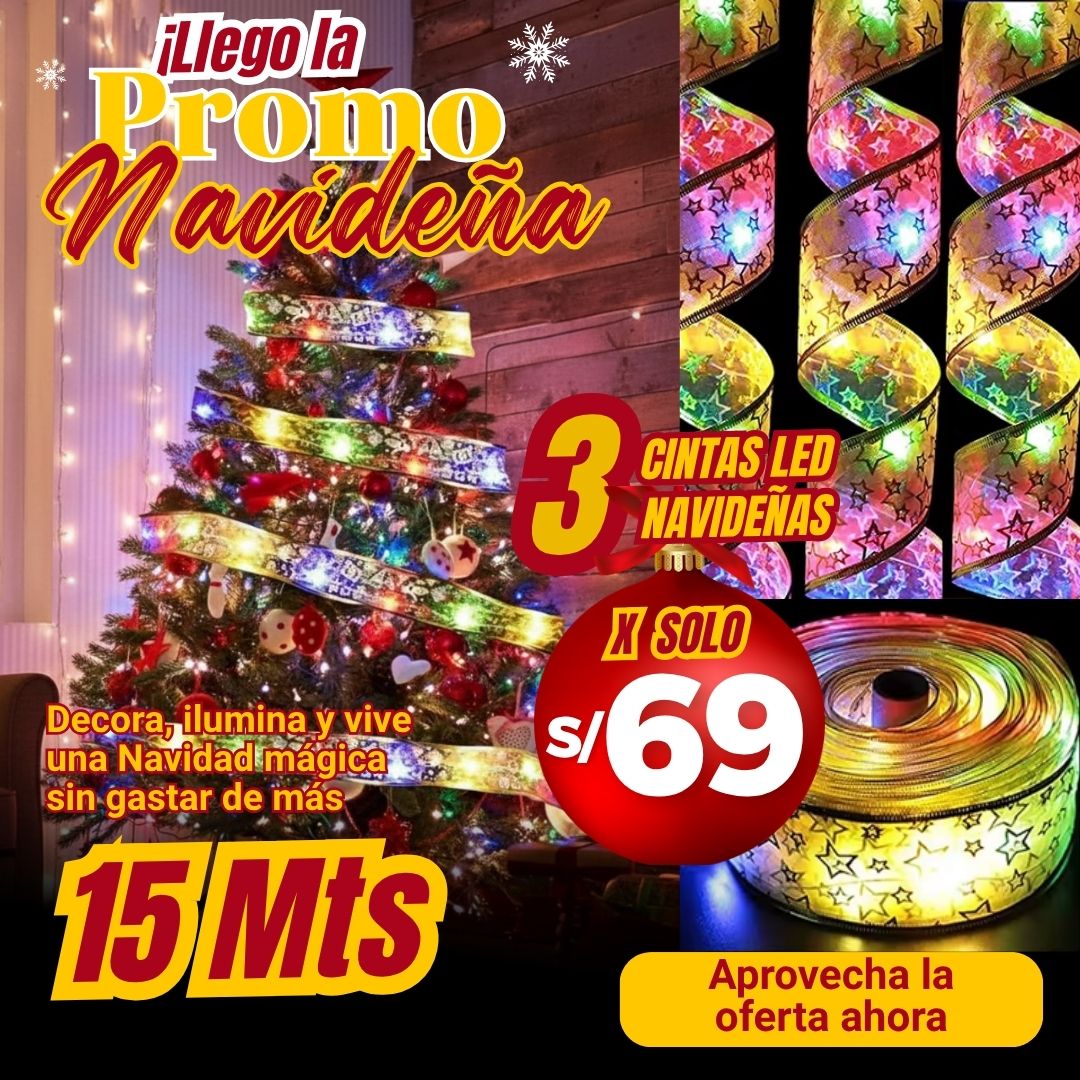 Cinta  Led navideña 3 cintas x solo s/69