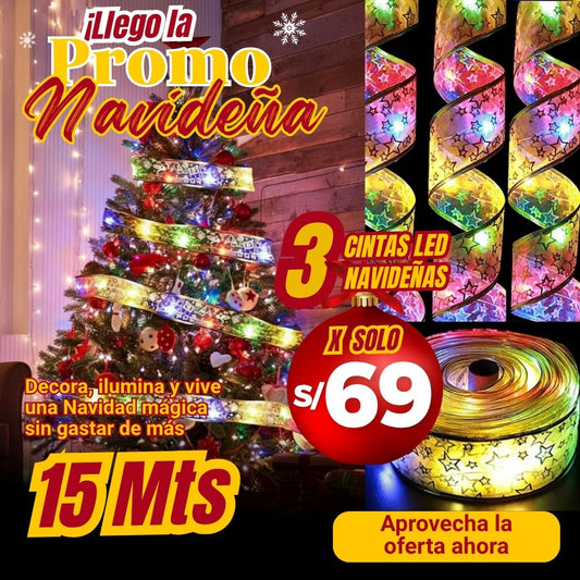 Cinta  Led navideña 3 cintas x solo s/69
